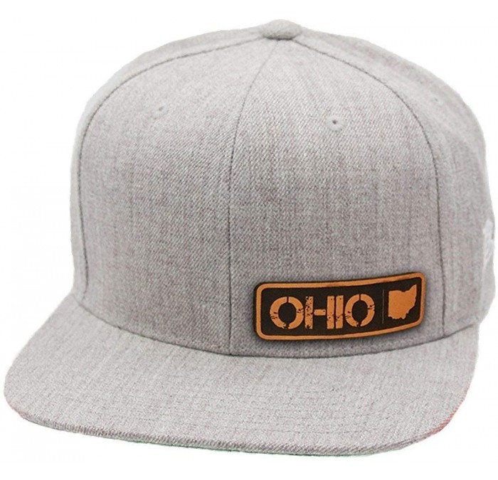 Baseball Caps 'Ohio Native' Leather Patch Snapback Hat - Heather Grey - C218IGOOHCE $56.14