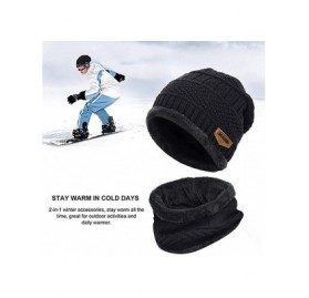 Rain Hats Two-Piece Knit Windproof Cap Winter Beanie Hat Scarf Set Warm Thicking Hat Skull Caps for Men Women Fashion - C9193...