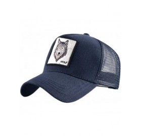 Baseball Caps Unisex Animal Mesh Trucker Hat Snapback Square Patch Baseball Caps - Blue Wolf - C018MH28OX4 $11.72