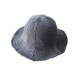 Bucket Hats Women's Cable Knit Foldable Wool Blend Church Cloche Cap Bucket Hat Bowler Hats - Light Grey - CT188Q69OIK $20.08