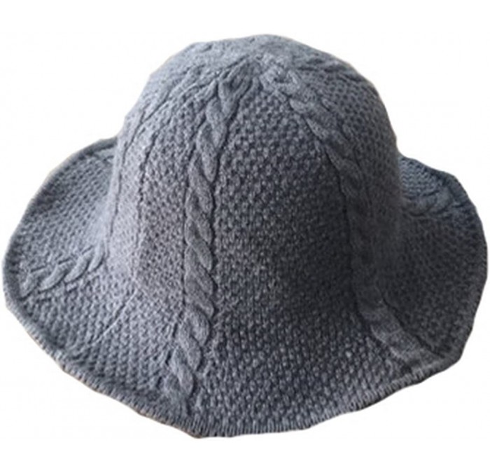 Bucket Hats Women's Cable Knit Foldable Wool Blend Church Cloche Cap Bucket Hat Bowler Hats - Light Grey - CT188Q69OIK $22.95