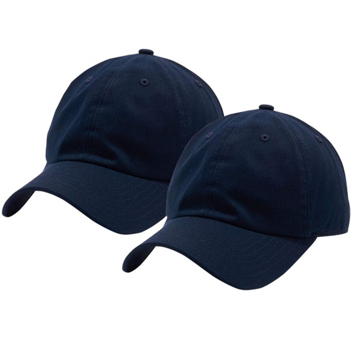 Baseball Caps Cotton Adjustable Baseball Classic Ballcap - Navy(2pcs) - CO18UR6Y7UX $24.98
