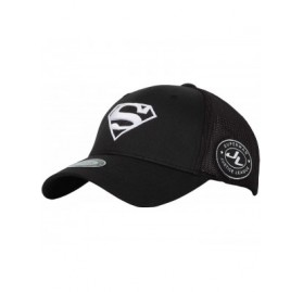 Baseball Caps Superman Shield Embroidery Baseball Cap Mesh Hat ACM1206 - Black - C718ULLHZZ8 $52.57