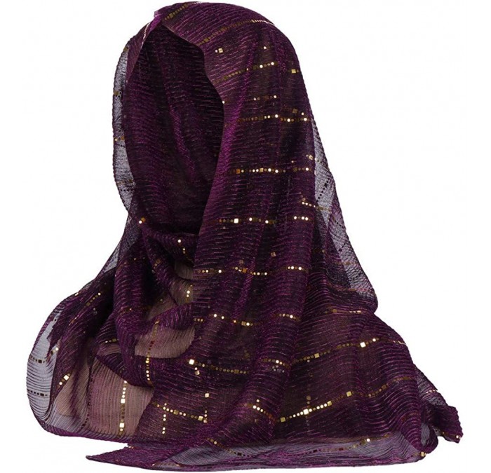 Skullies & Beanies Muslim Hijab Caps for Women-Newly Fashion Gold Glitter Multicolor Long Headscarf Shawl for Hair Loss Cap -...