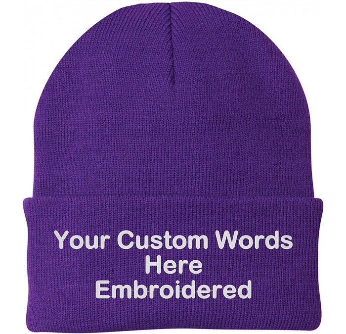 Skullies & Beanies Customize Your Beanie Personalized with Your Own Text Embroidered - Athletic Purple - C118IR8QGT6 $19.29