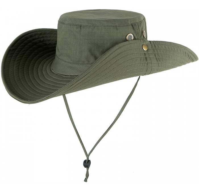 Sun Hats Choies Unisex Outdoor Waterproof Boonie Hat Sun Protection Wide Brim Breathable Fishing Sun Hat - Army Green - CC180...