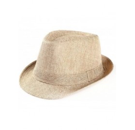 Sun Hats Unisex Summer Beach Straw Hat Trilby Gangster Cap Sun Protection Retro Hat Breathable Short Brim Hats - Beige - CW18...