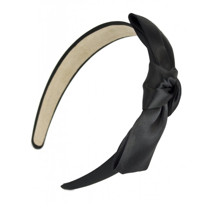 Headbands Girl's Satin Headband - Holiday Ribbon Bow - Black - Black - CK11TL6AEGP $22.07