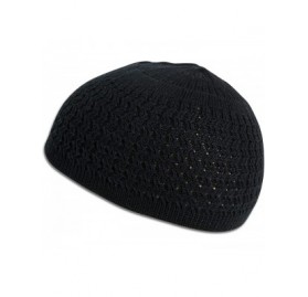 Skullies & Beanies Zigzag Knit Kufi Hat Skull Cap One Size Fits All Men Women Chemo - Black (Zigzag) - CX18M8ZA76Q $12.42
