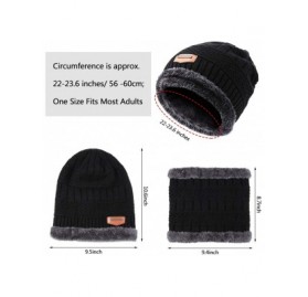 Skullies & Beanies Winter Beanie Hat Scarf Set Fleece Lined Skull Cap and Scarf Unisex- 4 Pieces - Black and Grey - CT18Y3RUQ...