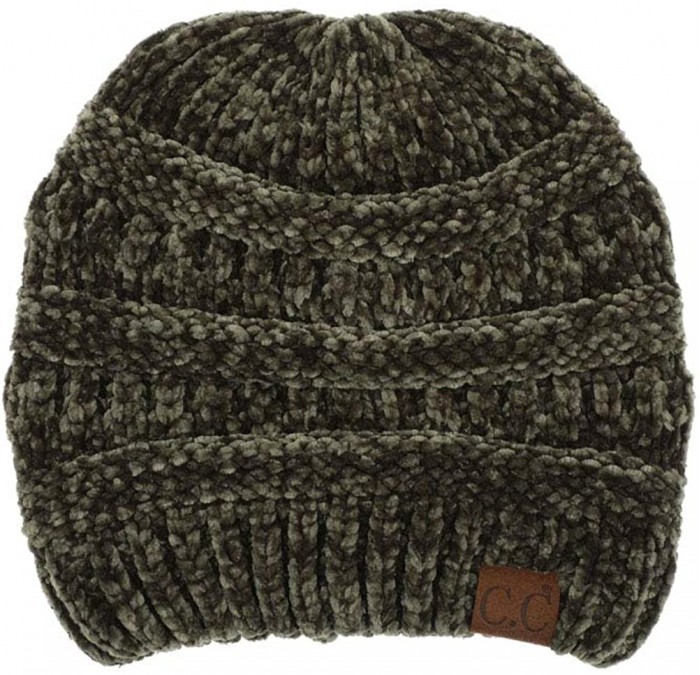 Skullies & Beanies Soft Warm Solid Color Ribbed Chenille Unisex Beanie - New Olive - CM18K7K272A $16.99