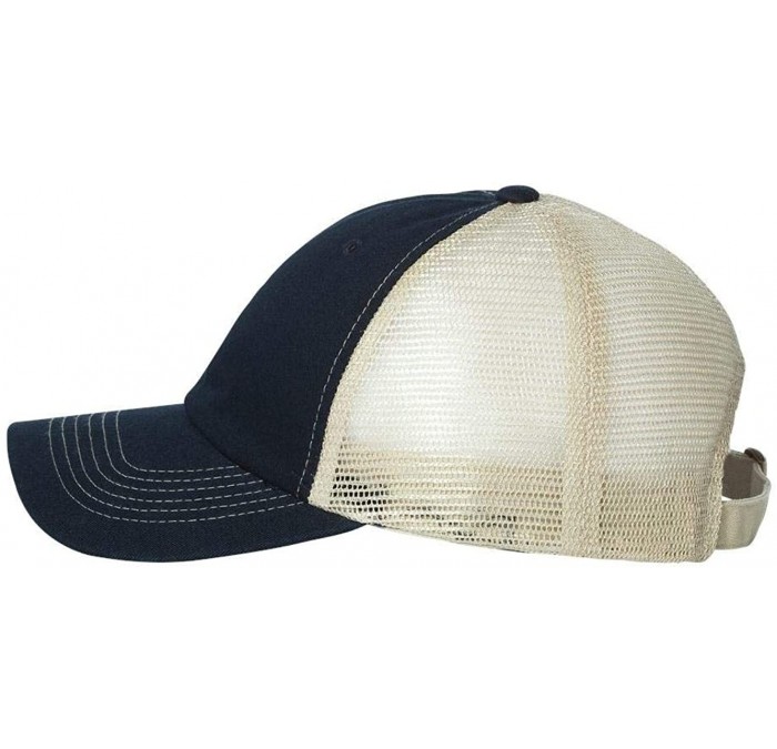 Baseball Caps Headwear 3100 Contrast Stitch Mesh Cap - Navy/Stone - C311YZ9O0BJ $20.63