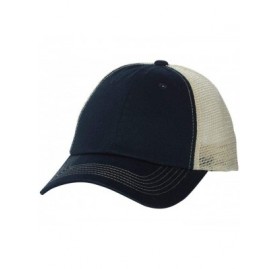 Baseball Caps Headwear 3100 Contrast Stitch Mesh Cap - Navy/Stone - C311YZ9O0BJ $8.60