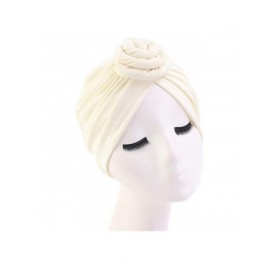 Skullies & Beanies Womens Big Flower Turban Beanie Elegant Cap Head Wrap Stretch Long Hair Scarf Headscarf - 441-beige - CP19...
