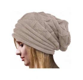 Skullies & Beanies Wool Knit Skullies Beanie Winter Warm Crochet Cap Hat for Women - Beige - CN18755WDWW $8.64