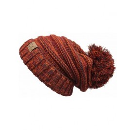 Skullies & Beanies Exclusives Unisex Oversized Slouchy Beanie with Pom Pom - Rust - CL12LHEDX0X $28.35