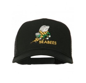 Baseball Caps Navy Seabees Symbol Embroidered Twill Mesh Cap - Black - CO11QLMN4Z1 $23.11