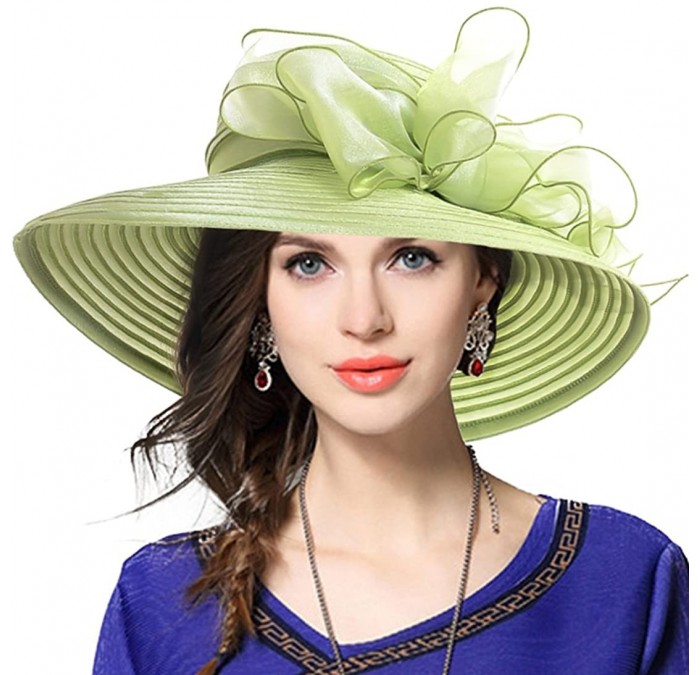 Sun Hats Women's Dressy Church Baptism Wedding Derby Hat - Green - CF17YZU2E4U $21.99