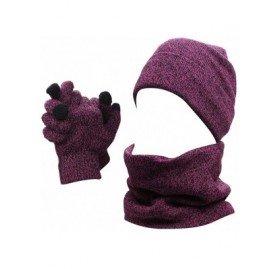 Balaclavas Mens Winter 3 Pieces Set Scarf Skull Beanie Hat Cap Touch Screen Gloves Mittens - Rose - C318M3RL2U8 $15.65