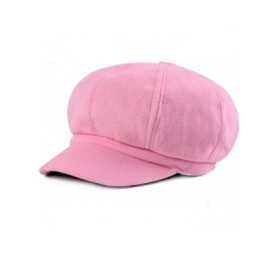 Newsboy Caps Womens Woolen Elastic Octagonal Ivy Newsboy Cabbie Gatsby Painter Hat Cap - Pink - CU188KMULEA $14.46