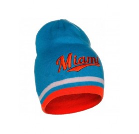 Skullies & Beanies USA Sports City State Cuffless Beanie Knit Hat Cap - Miami Aqua/Orange - CU12NSJEK4M $8.89