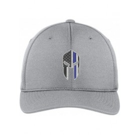 Baseball Caps Embroidered Thin Blue Line Spartan American Flag Black Flexfit Flex Fit Baseball Hat - Lt Gray - CJ18E4Z87RL $1...