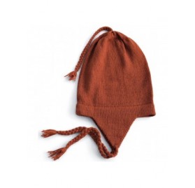 Skullies & Beanies 100% Alpaca Wool Knit Beanie Cap with Ear Flaps- Chullo Hat Women Men- One Size - Terracotta - CV1899A8XYK...