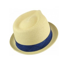 Fedoras Upbrim Paper Straw Fedora Hat with Hat Band - Natural - CN18GL68HXN $29.18