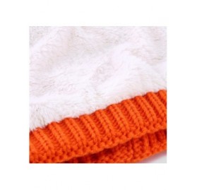 Skullies & Beanies Women's Knitted Messy Bun Hat Ponytail Beanie Baggy Chunky Stretch Slouchy Winter - Orange - CV18YTTM4OU $...