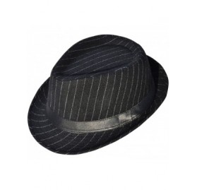 Fedoras Men Women's Classic Manhattan Trilby Short Brim Fedora Hat - Black Striped - CR12MXR8DAH $18.10