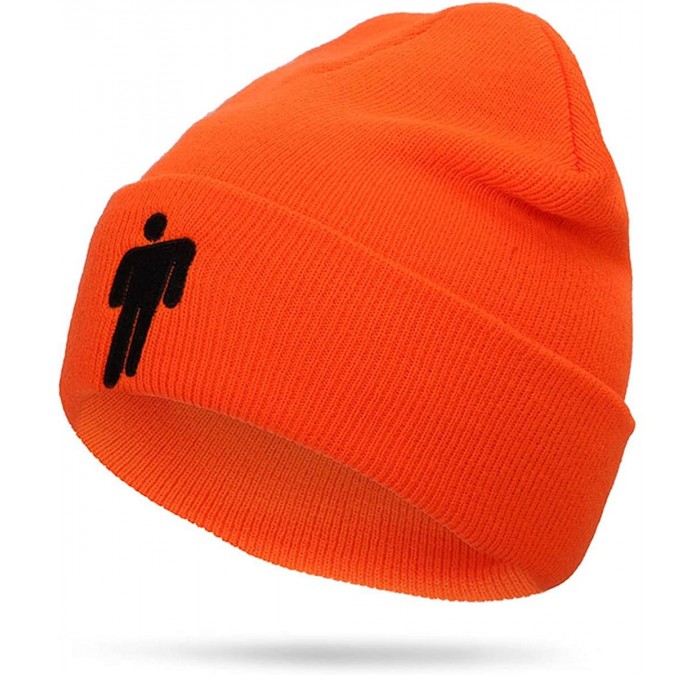 Skullies & Beanies Billie Eilish Merch Hot Topic Logo Beanie Knit Hat Stretchy Cap for Men Women - Orange. - CZ18WMOU33A $11.77