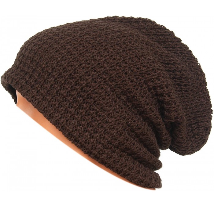 Skullies & Beanies Unisex Beanie Hat Slouchy Knit Cap Skullcap Baggy Crochet Style 1004 - Coffee - CB128MYVC95 $8.41
