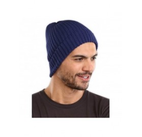 Skullies & Beanies Winter Beanie Knit Hats for Men & Women - Cold Weather Stylish Toboggan Skull Cap - Navy Blue - CZ18W6UEGW...