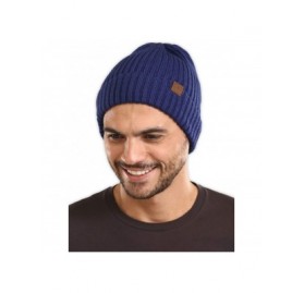 Skullies & Beanies Winter Beanie Knit Hats for Men & Women - Cold Weather Stylish Toboggan Skull Cap - Navy Blue - CZ18W6UEGW...