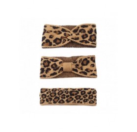Headbands Women Winter Warm Headband Leopard Print Turban Headwrap Soft Knotted Twisted Hairband (3Pcs/Set) - CA19425DZOR $19.69
