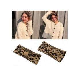 Headbands Women Winter Warm Headband Leopard Print Turban Headwrap Soft Knotted Twisted Hairband (3Pcs/Set) - CA19425DZOR $19.69