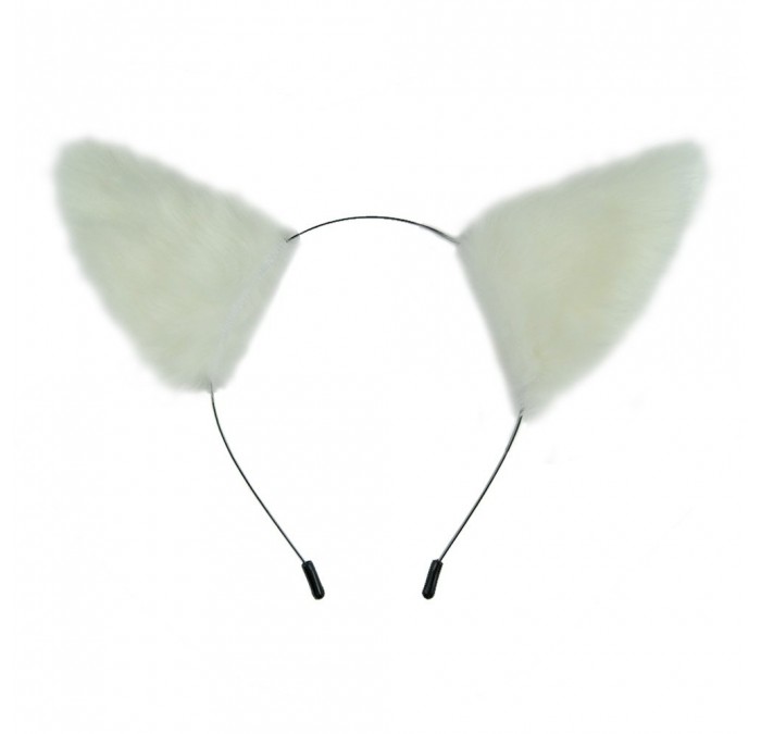Headbands Cat Fox Long Fur Ears Hair Clip Headwear Headband Cosplay Halloween Costume Orecchiette (White with White inside) -...
