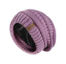 Skullies & Beanies Winter Beanie for Women Fleece Lined Warm Knit Skull Slouch Beanie Hat - 04-fog Purple - C418UMWKU60 $12.02