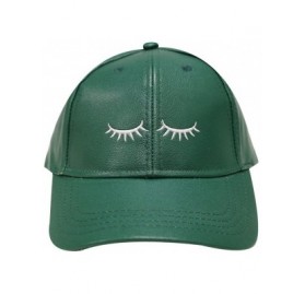 Baseball Caps Eyelashes Cotton Baseball Cap - Leather Green - CQ12OCQIDPS $30.79