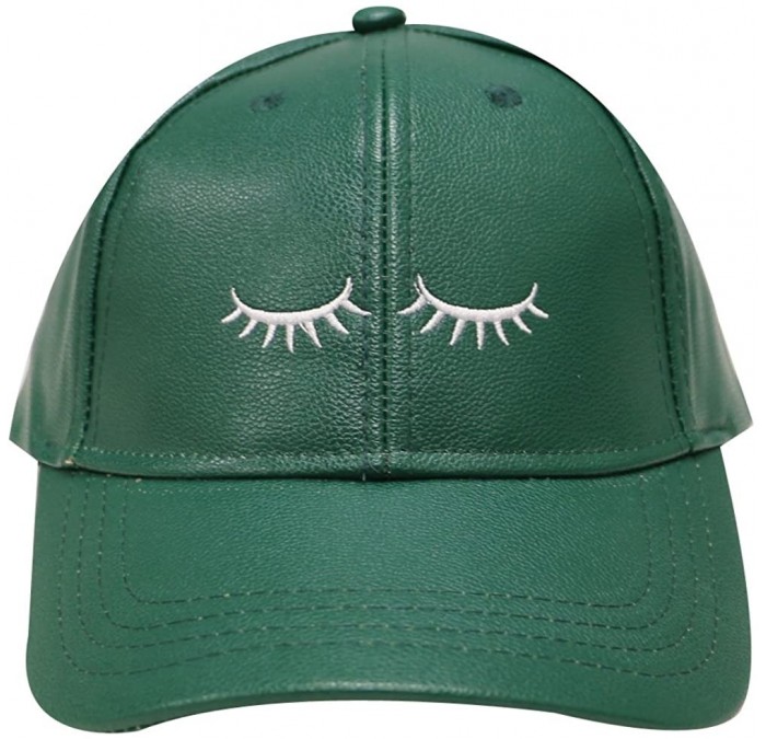 Baseball Caps Eyelashes Cotton Baseball Cap - Leather Green - CQ12OCQIDPS $29.06