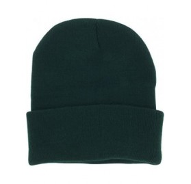 Skullies & Beanies Plain Knit Cap Cold Winter Cuff Beanie (40+ Multi Color Available) - Jungle Green - C511OMKKPRT $9.08