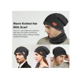 Skullies & Beanies 2-Pieces Winter Beanie Hat Scarf Set Warm Knit Hat Thick Knit Skull Cap for Men Women - H-grey - CE18X59RA...