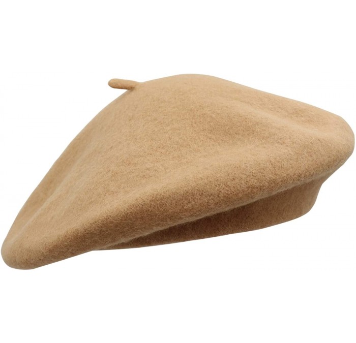 Berets Wool French Beret Hat for Women - Camel - CW18ND4X94Q $26.37