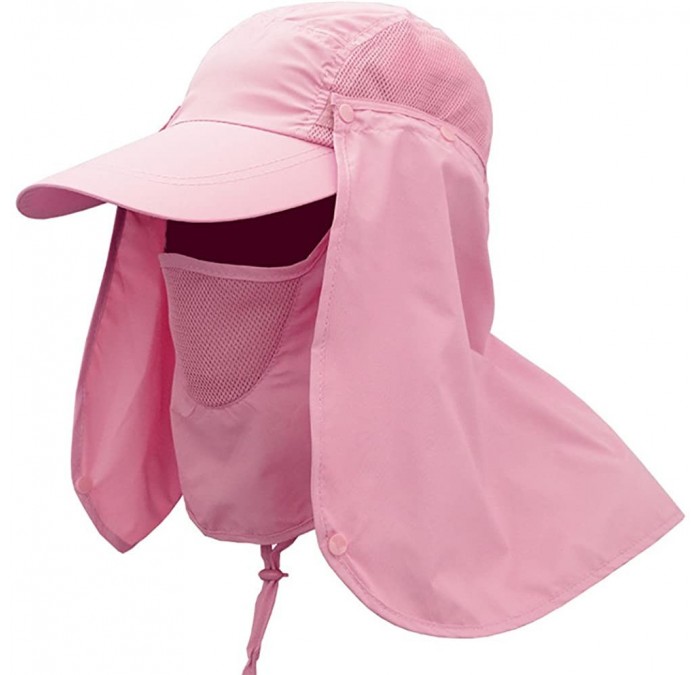 Sun Hats Fashion Summer Outdoor Sun Protection Fishing Cap Neck Face Flap Hat Wide Brim - Pink - CH12O1S4PXA $10.84