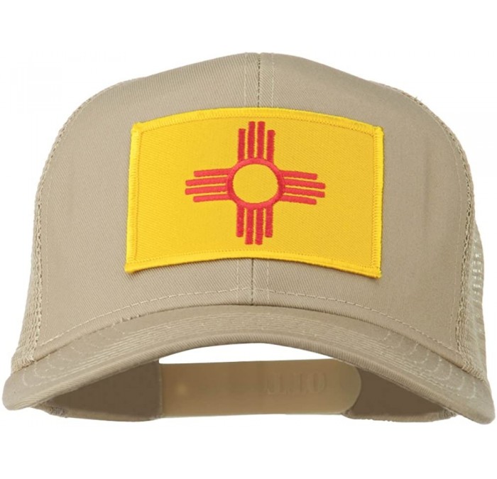 Baseball Caps New Mexico State Flag Patched Mesh Cap - Khaki - CF11TX74NSN $20.09