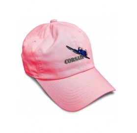 Baseball Caps Custom Soft Baseball Cap Corsair Aircraft Name Embroidery Twill Cotton - Coral - C318ZO38AKM $13.39
