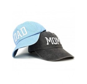Baseball Caps Capital Mom and Dad Pigment Dyed Couple 2 Pc Cap Set - Black Light Blue - CP18I9MRQWY $23.71