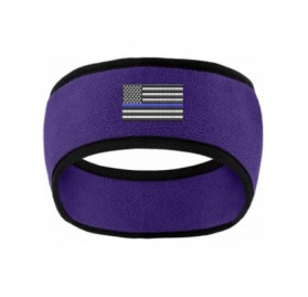 Cold Weather Headbands Thin Blue Line American Flag Police Law Enforcement 2 Tone Fleece Headband - COLOR CHOICE - Purple - C...