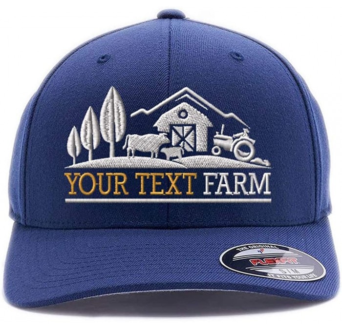 Baseball Caps Farm Logo with Your own Words Embroidered Flexfit 6477 Wool Blend hat. - Navy - C1180K7UHQT $17.48
