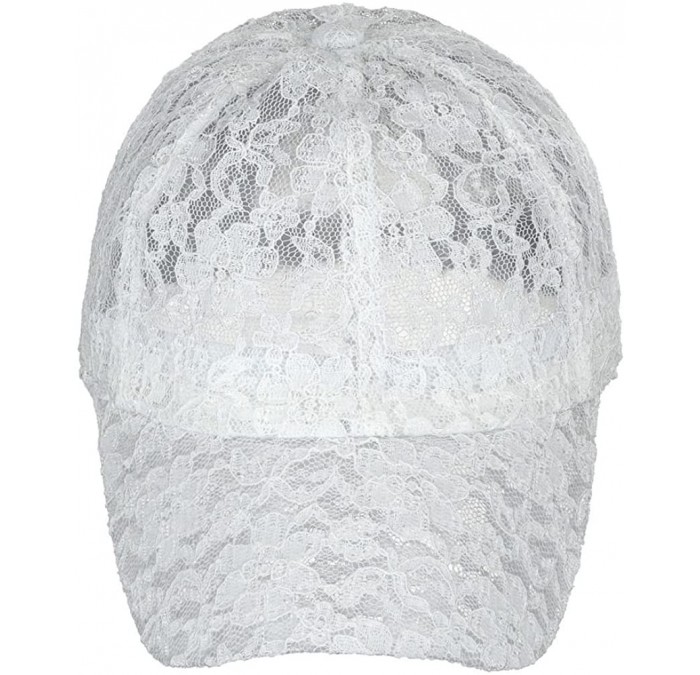 Baseball Caps Women's Lace Sequin Casual Bling UV Protection Vented Baseball Cap - White Without Sequins - CC12HLVKFAB $11.81